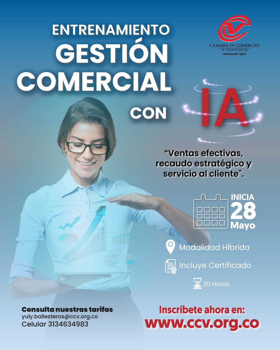 Flyer Entrenamiento Gestión Comercial con IA – Villavicencio